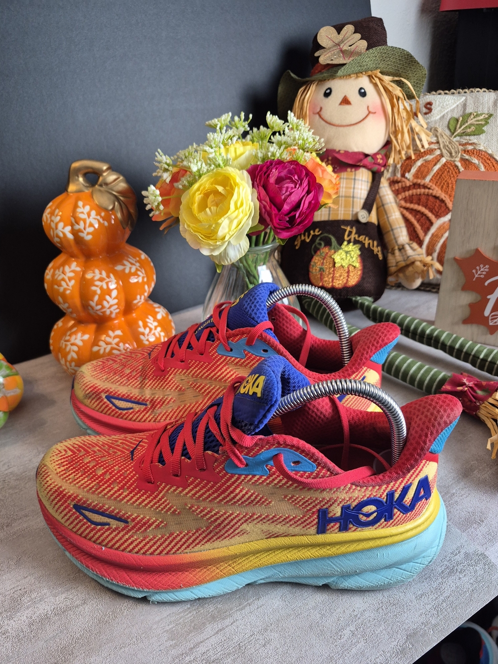 Hoka Mens Multicolor Running Sneakers - Pink/Yellow/Blue.Size 7d